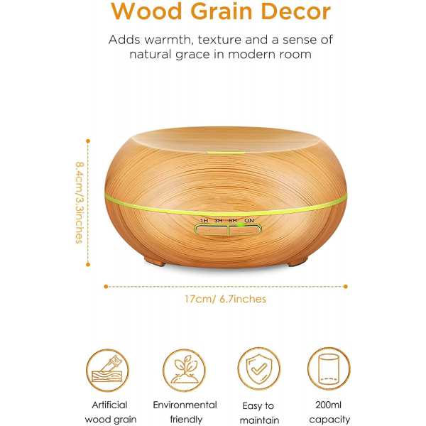 Wood Grain 500ml Ultrasonic Electric Aromatherapy Diffuser
